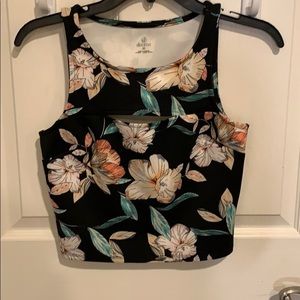 Decree Neoprene Floral Tank Top with Slit